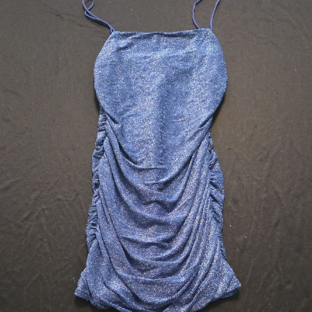 Elegant Blue Ruched Dress